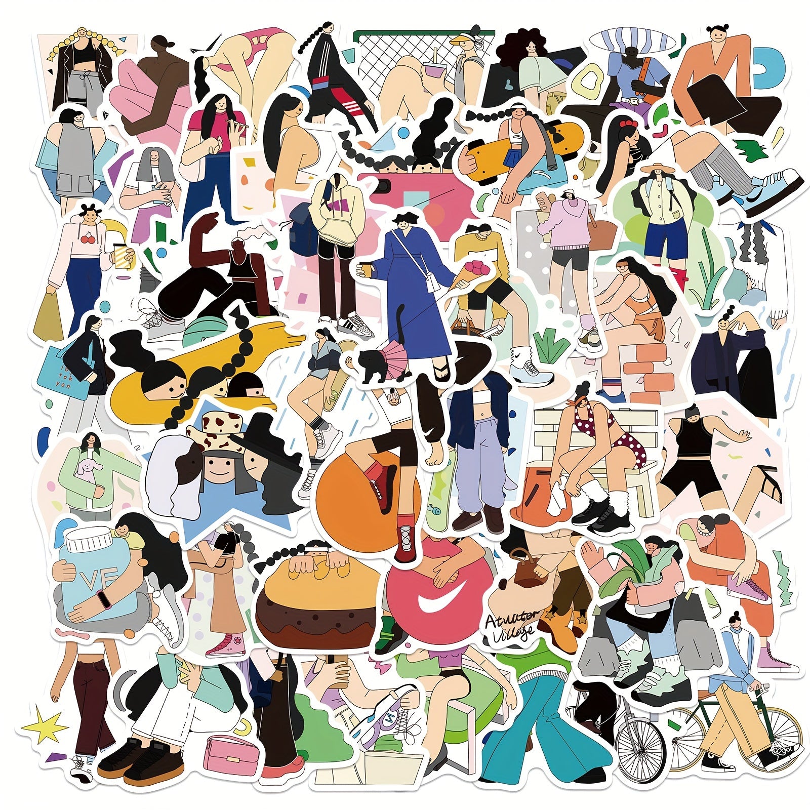 50pcs Daily Life Series Graffiti Stickers for Laptop Water Cup Decoration