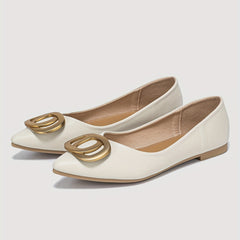 Women's Retro Metal Buckle Decor Flat Shoes Comfortable Work Shoes