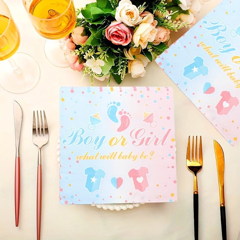 20pcs Gender Reveal Party Luncheon Napkins For Pink Party Tableware Decorations