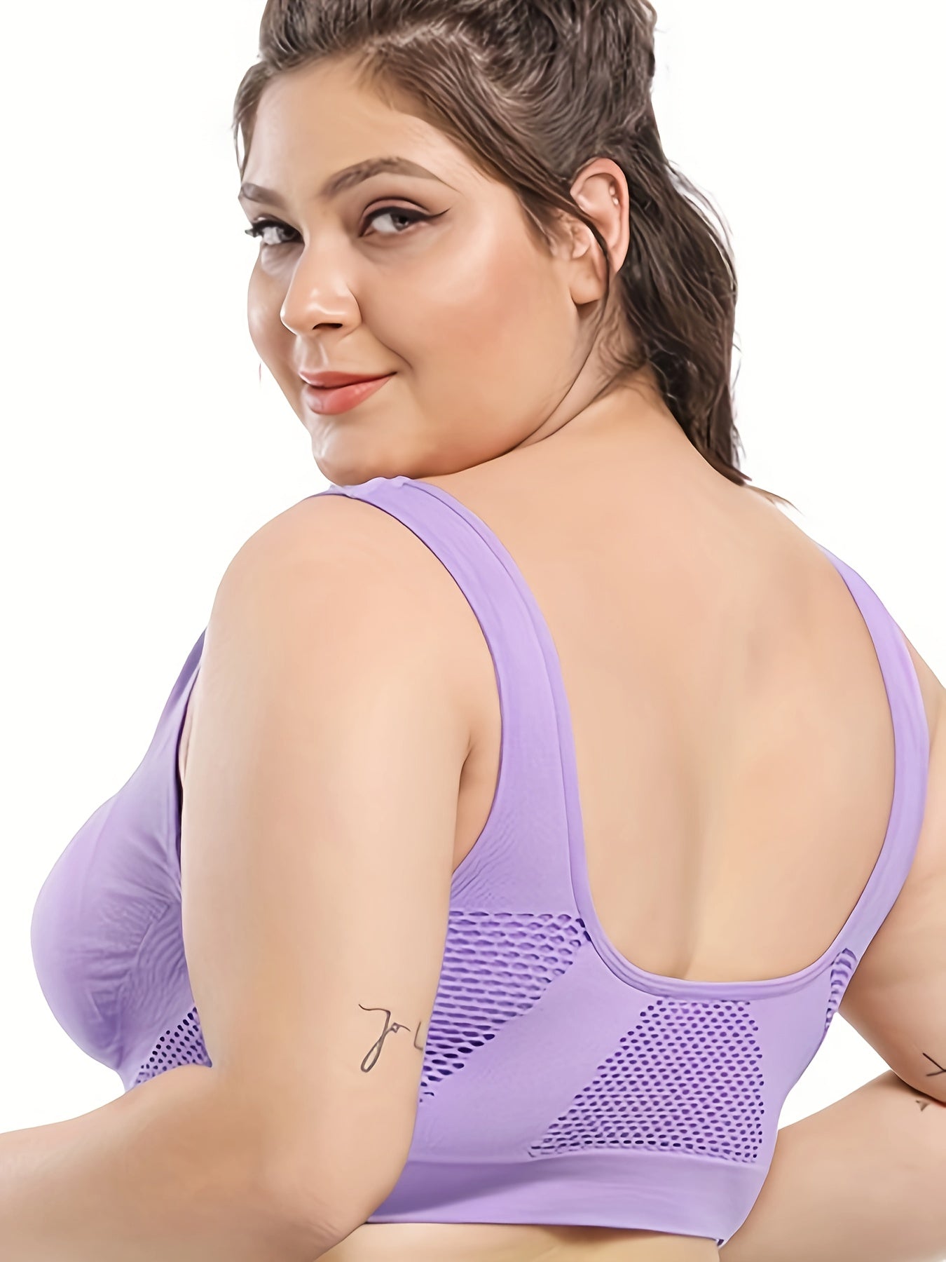 3 Pack Plus Size Sports Bra Set Wireless Mesh Fitness Bra 3pc