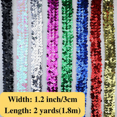 2 Yards Elastic Sequin Lace Ribbon Trim - Glitter Stretch Flat Sequin Trim