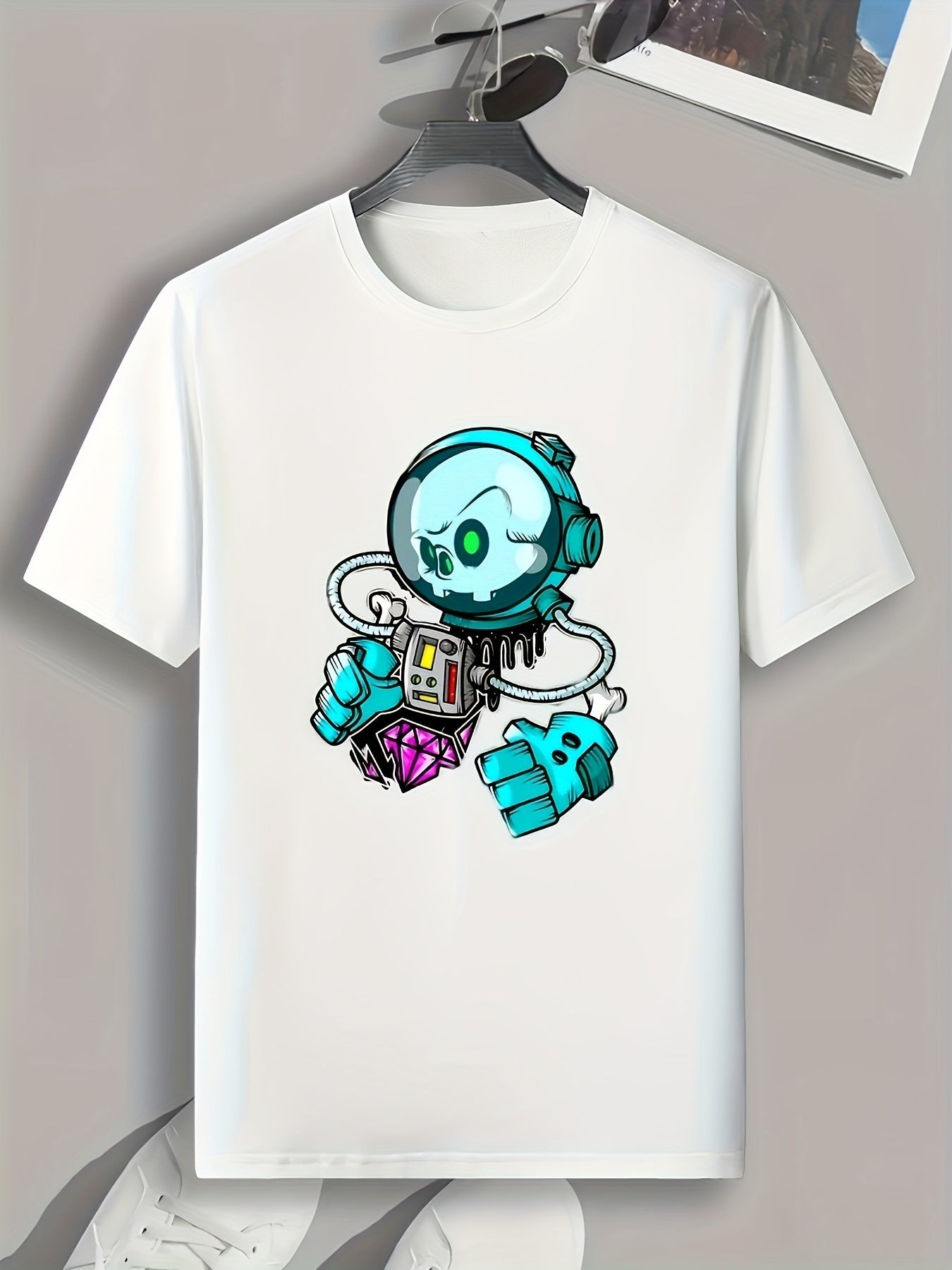 Cartoon Painting Print Men's Graphic T-shirt for Summer