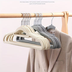 5pcs Plastic Flocking Hanger Non-slip Wardrobe Storage Clothes Hanging Rack