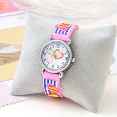 Pink Heart Kids Quartz Watch Round Watch