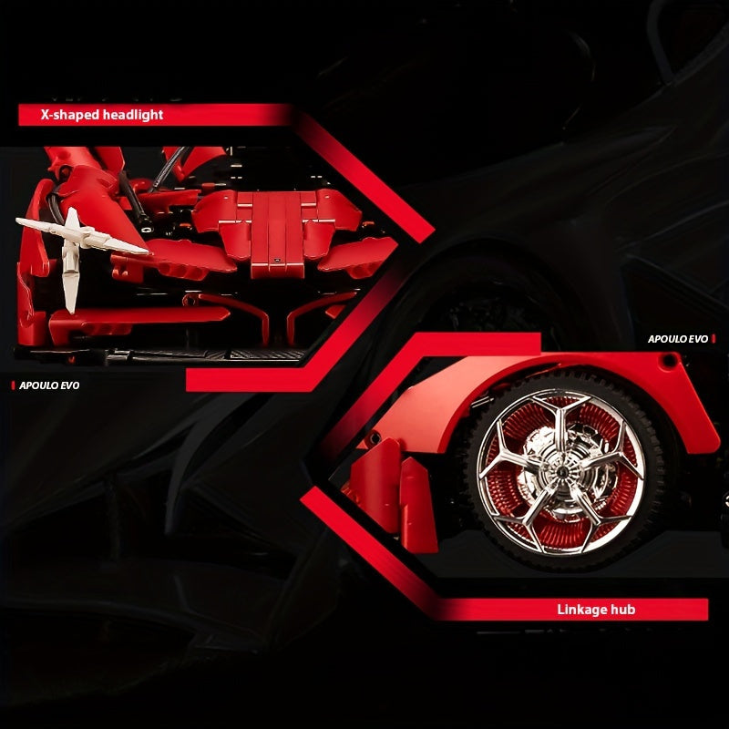 Metal Red Sports Car Model Building Blocks Set