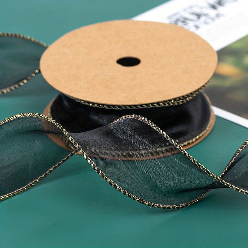 1m Transparent Organza Chiffon Ribbons with Golden Edges