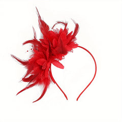 Faux Feather Flower Headband Fancy Tea Party Derby Cocktail Hat