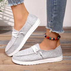 Women's Solid Canvas Shoes Lightweight Lace Up Anti skid Loafers