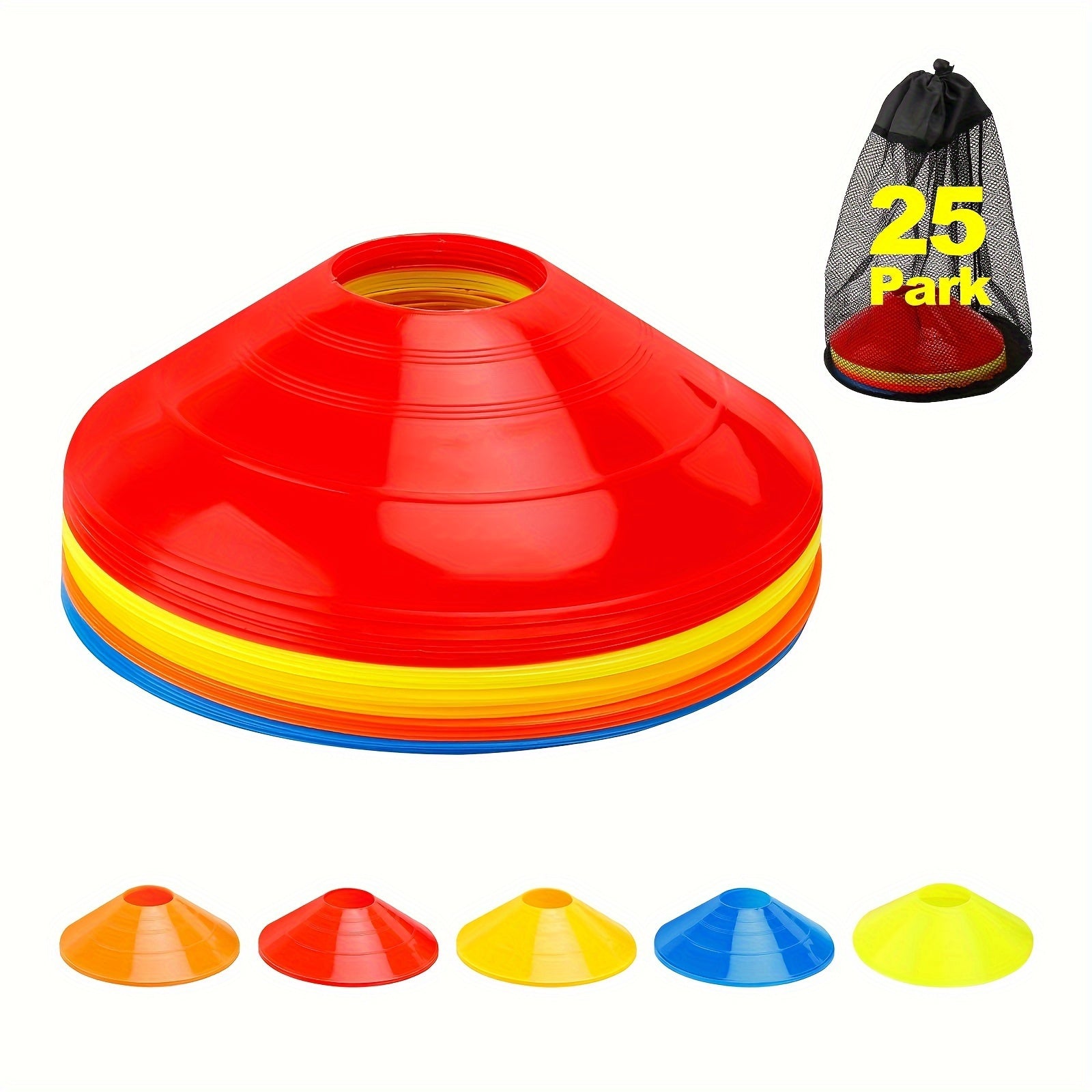 25pcs Agility Training Cones With Carry Bag for Soccer Basketball