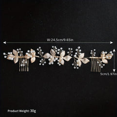 Leaf & Faux Pearl Hair Comb Bridal Wedding Headwear Hair Styling Accessory