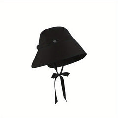 Ribbon Lace Up Bucket Hats Solid Ponytail Sun Hat Summer UV Protection