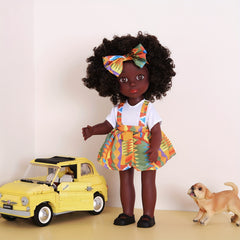 African American Doll Full Set Curly Hair Gift for Girls Halloween Christmas