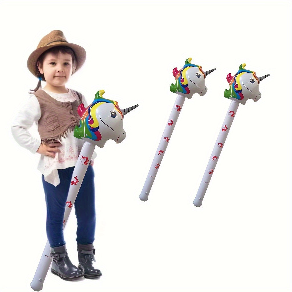 1PC Animal Inflatable Unicorn Stick Party Props Game Mounts