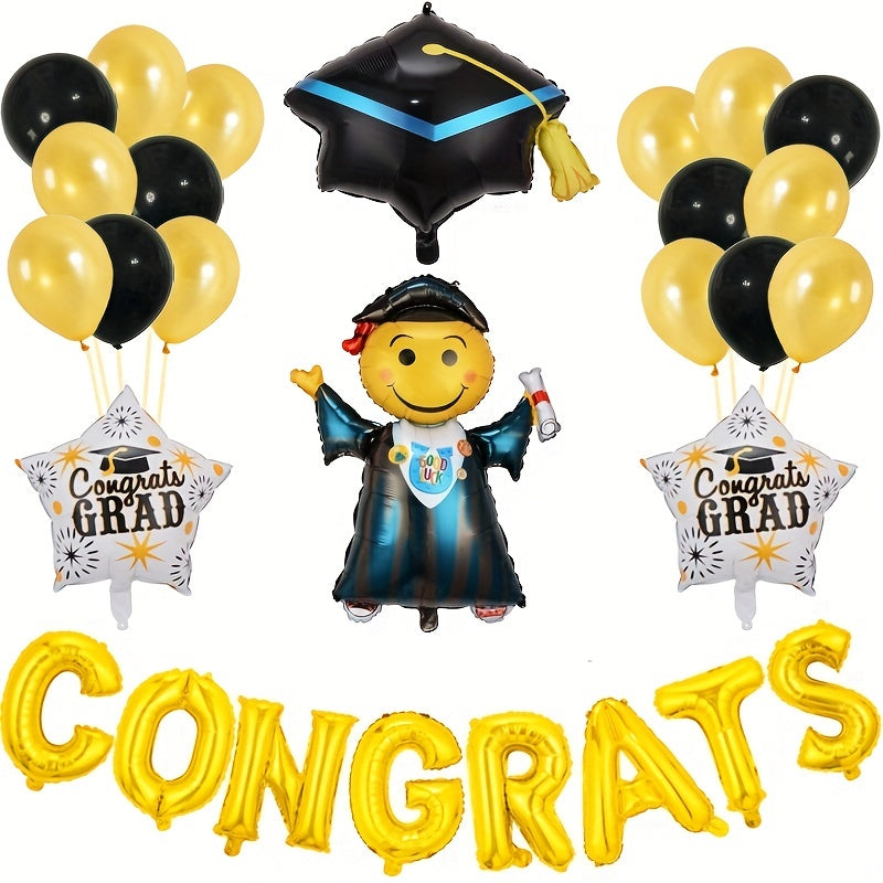 Preschool Graduation Hat Balloon Set for Silvery Graduation Decoration
