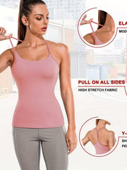 Summer Women's Seamless Cami Top Solid Round Neck Vest