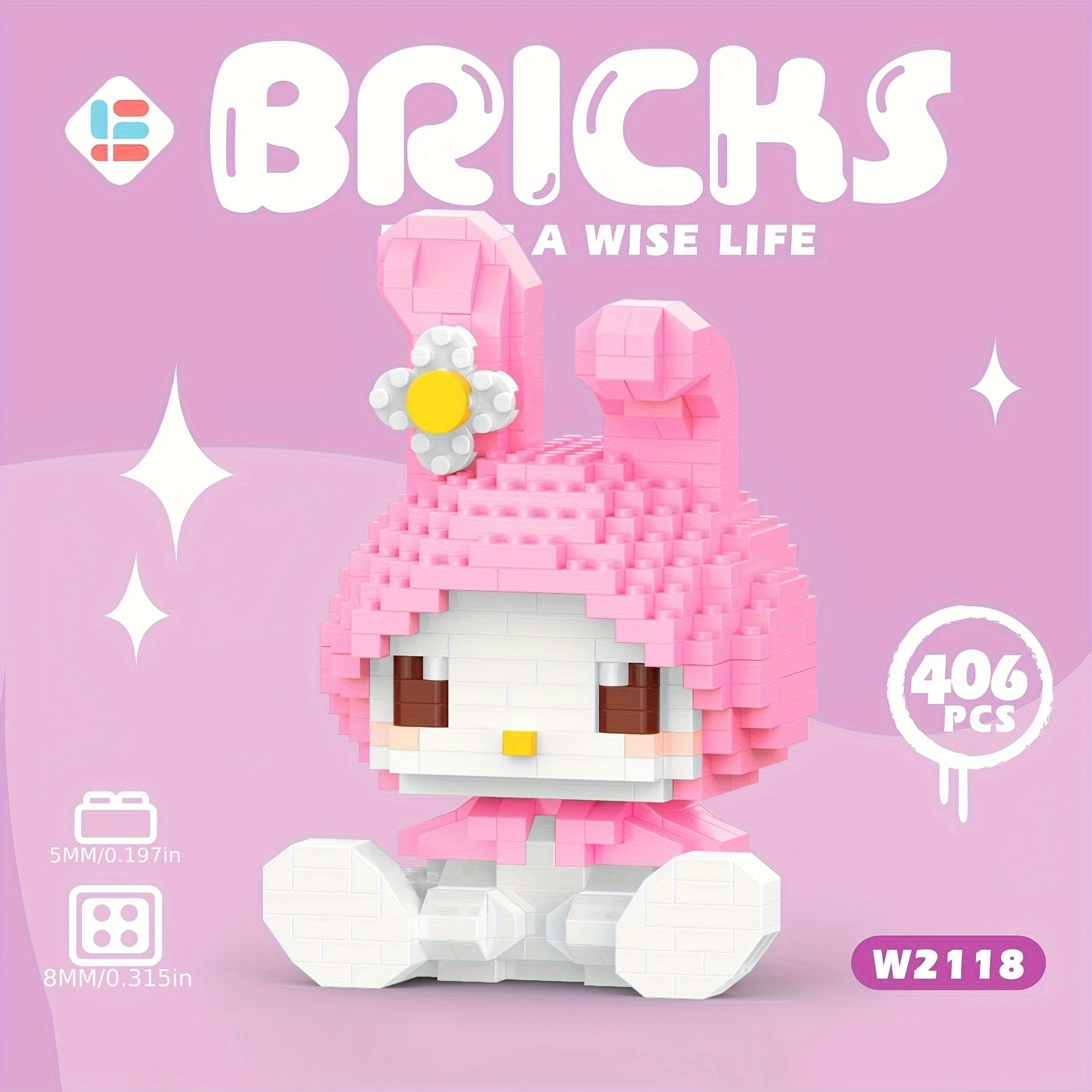 Building Blocks Cartoon Dolls Kuromi Meiru Rabbit Micro Diamond Toys