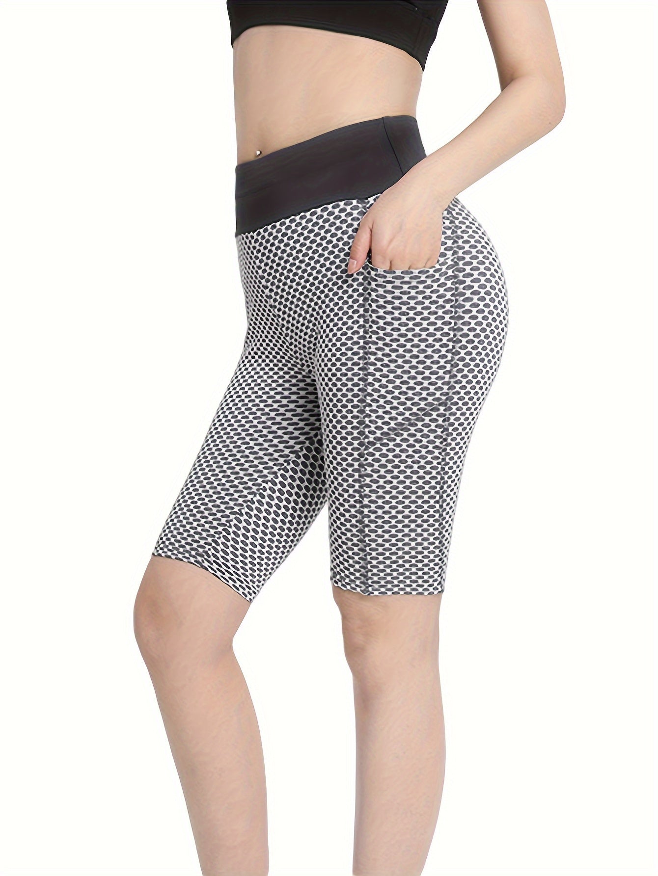 High Waist Yoga Pocket Shorts Sports Running Fitness Athletic Shorts