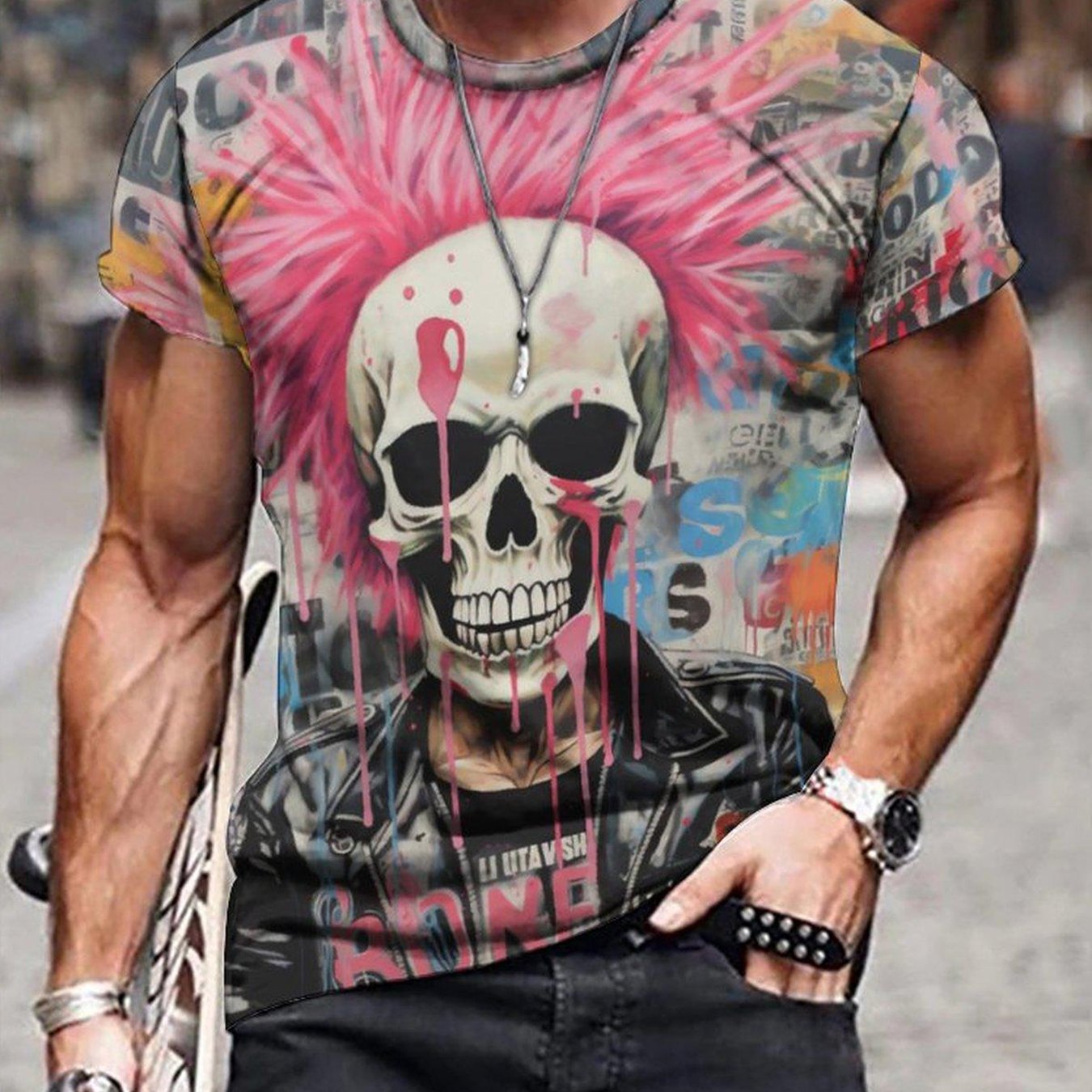 Skull 3d Print Men's Novelty T shirt For Summer