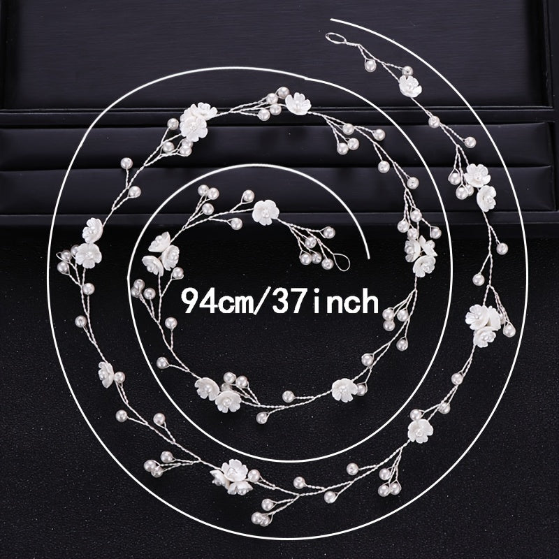 Faux Pearl Flower Head Piece Bridal Headband
