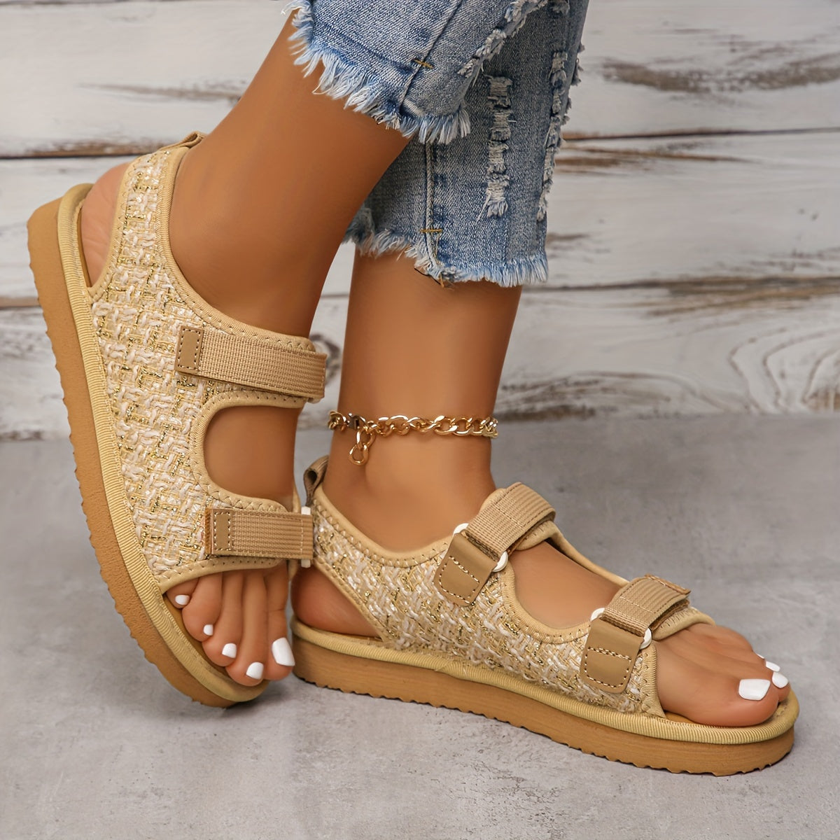 Double Strap Flat Non Slip Sports Sandals