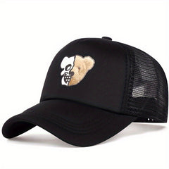 Skull Bear Print Baseball Cap Unisex Trucker Hat Adjustable Sun Hat