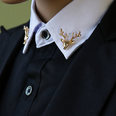 Men's Deer Knit Shirt Collar Buckle