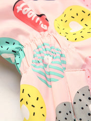 Girls' Cartoon Donuts Fleece Jackets Full Zip Hooded Tunic Windbreaker