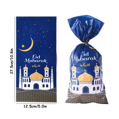 50pcs Eid Mubarak Plastic Candy Gift Bags Ramadan Decor