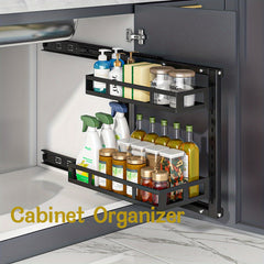 Cabinet Pull-Out Storage Rack for Kitchen and Bathroom Organization