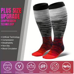 3 Pairs Plus Size Compression Socks 20-30 mmHg Knee High Support Stockings