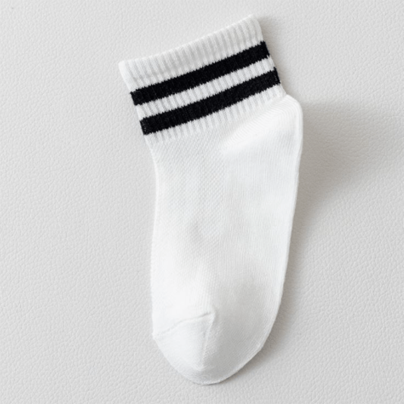 5pairs Kids Striped Breathable Sports Socks For Spring Summer