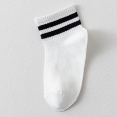 5pairs Kids Striped Breathable Sports Socks For Spring Summer
