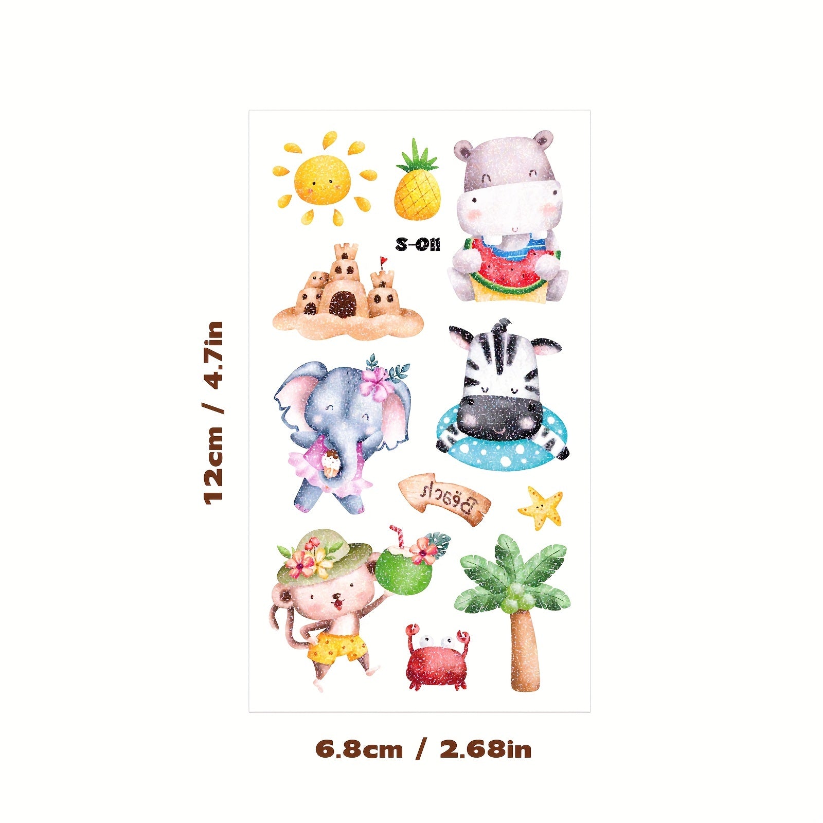 10pcs Animal Temporary Tattoo Stickers for Parties & Activities
