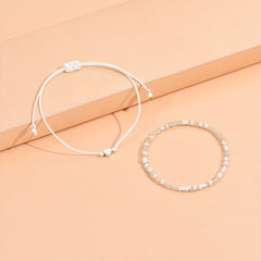 2 Pcs Colorful Rice Beads Anklet Adjustable Bracelet