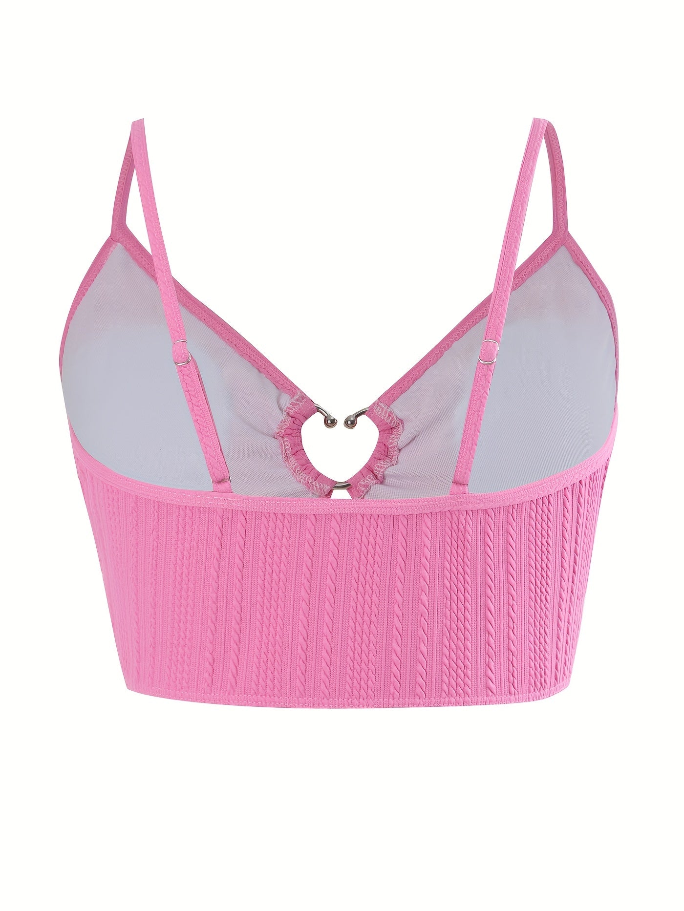Sexy Bikini Top Women's Plus Textured Cut Out Ring Linked Swimwear Bra