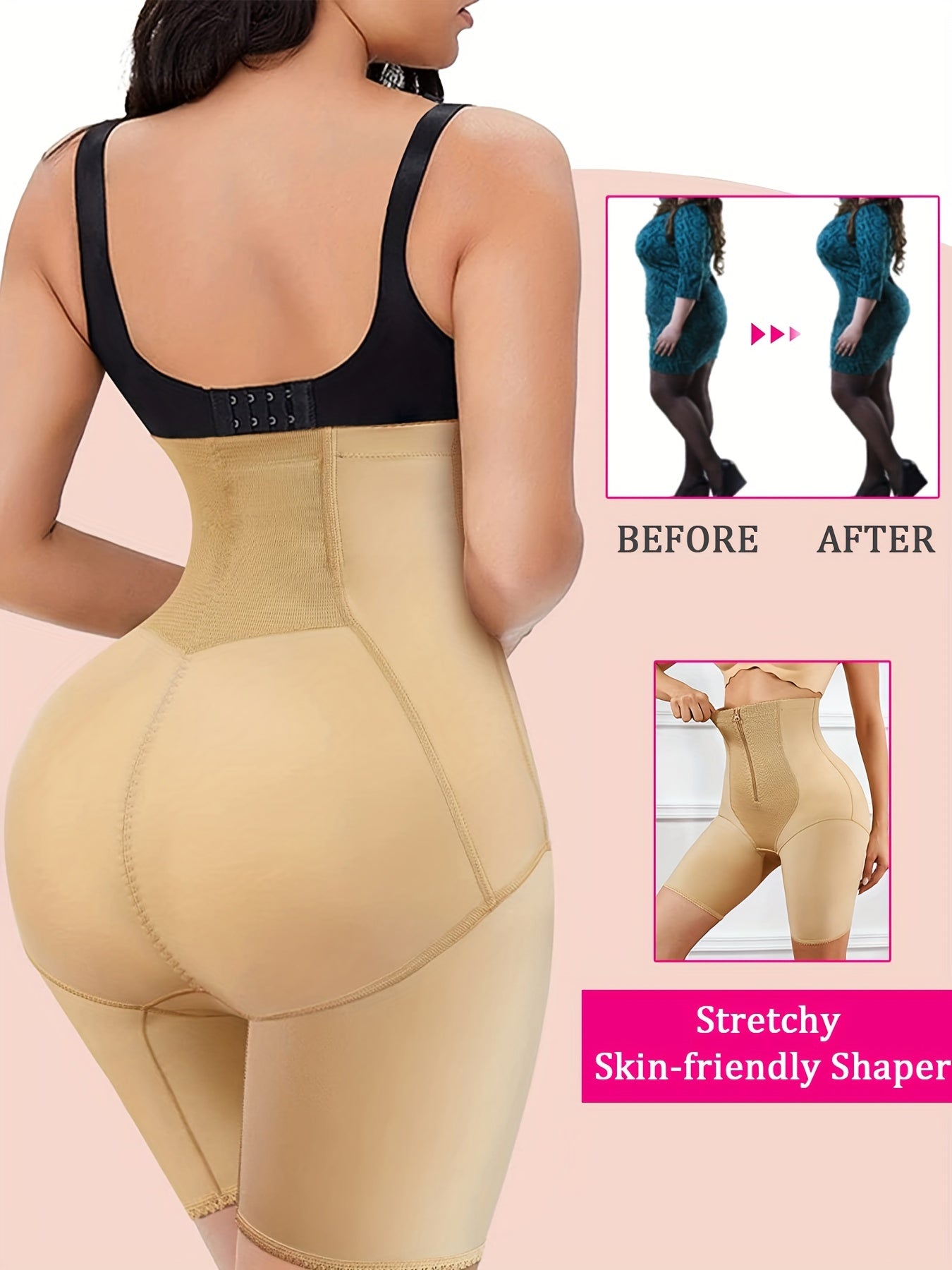 High Waist Zipper Shaping Shorts Tummy Control Butt Lifting