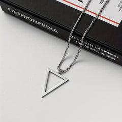 Men's Stainless Steel Triangle Pendant Square Chain Necklace