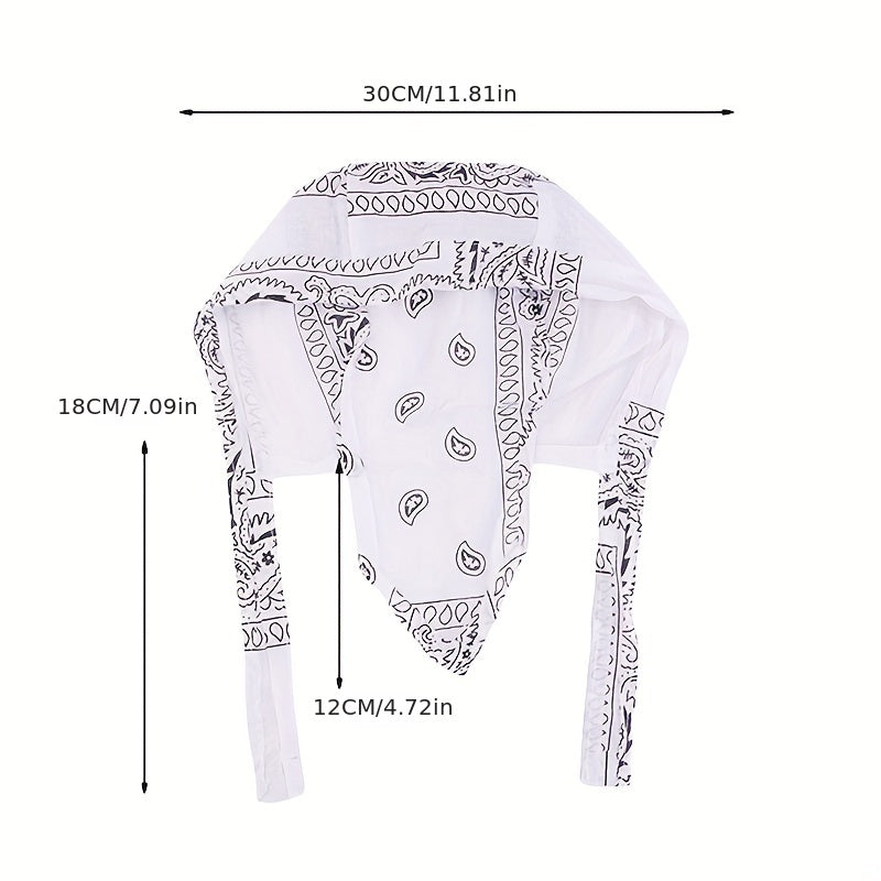 Paisley Print Turban Cap Ramadan Head Wrap Bandana Casual Lace Up Hijab Hat