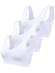 3pcs Solid Tank Tops Wide Straps Sports Top Women's Lingerie