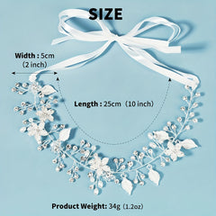 Bridal Headpiece Leaf Rhinestone Hair Pearl Crystal Party Headband
