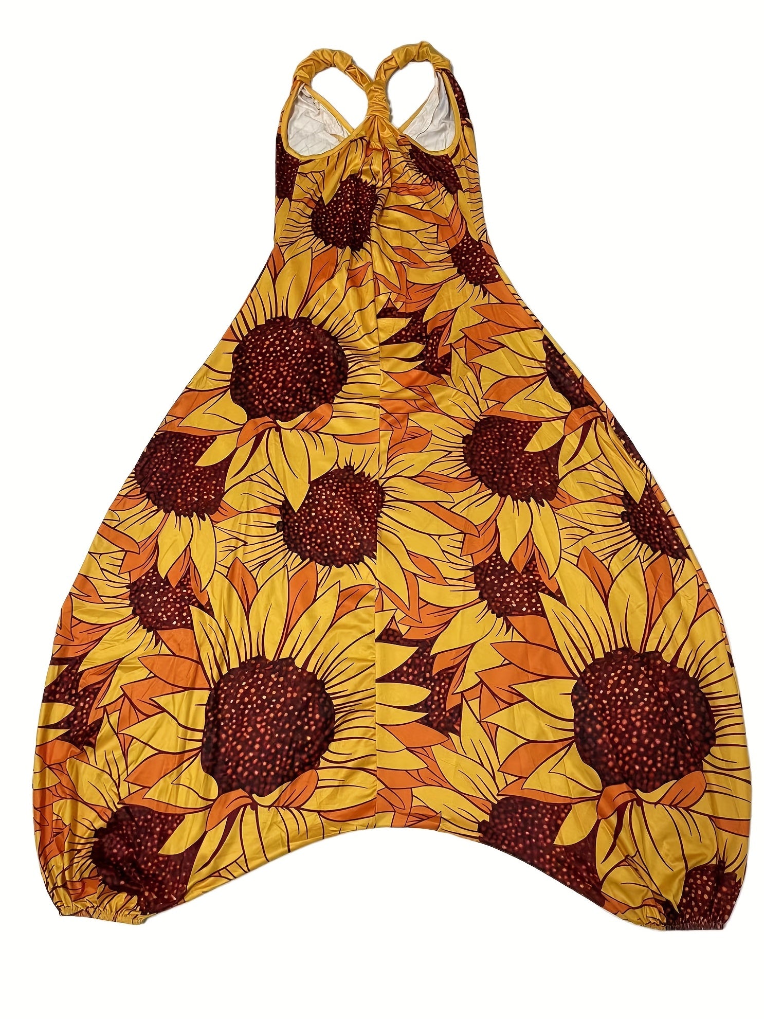 Print Baggy Jumpsuit V Neck Sleeveless Summer Jumpsuit