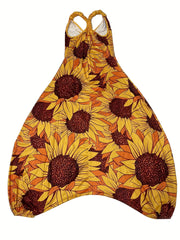 Print Baggy Jumpsuit V Neck Sleeveless Summer Jumpsuit