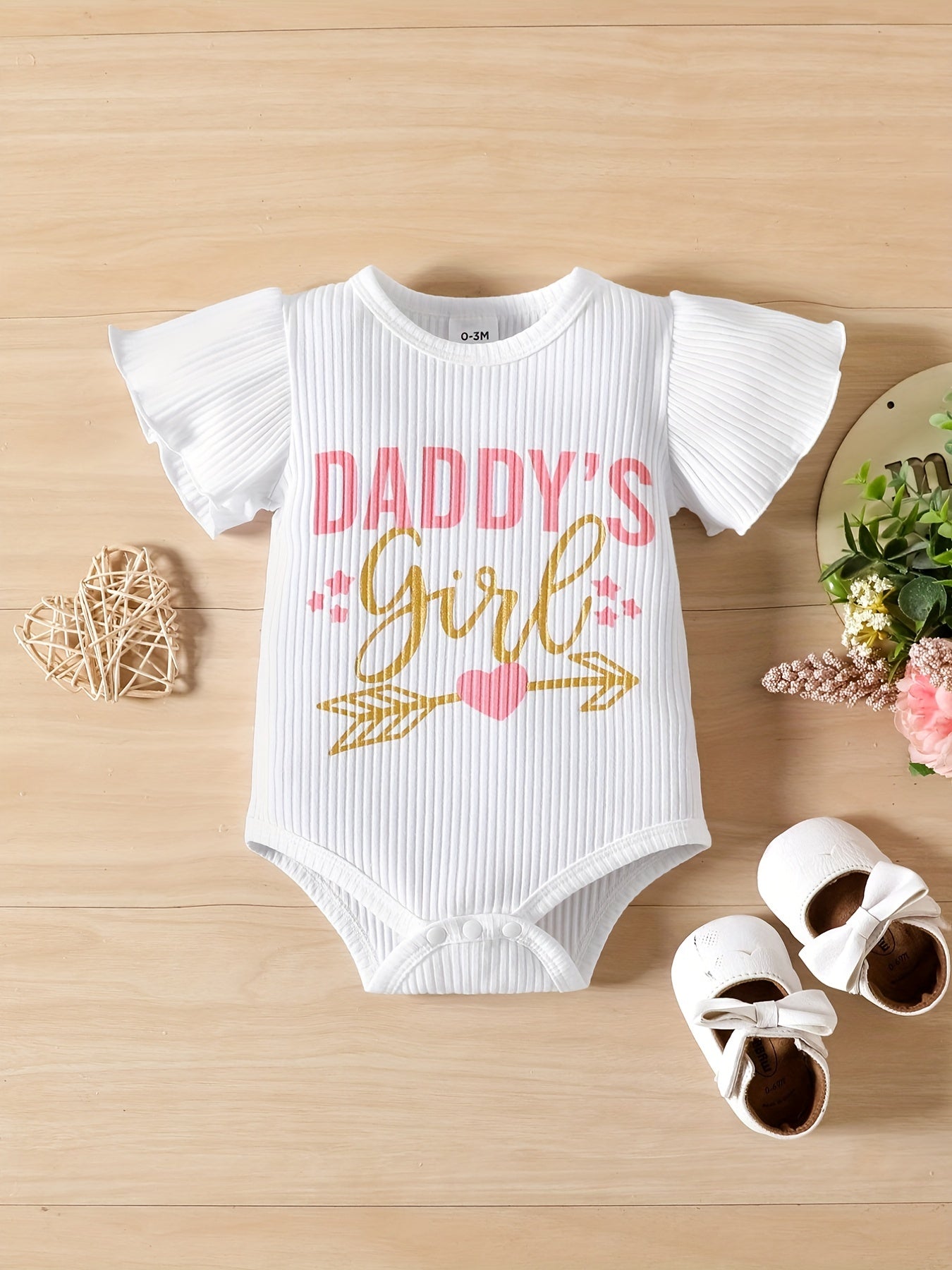 Baby Girl's Cotton Casual Two Pieces Set DADDY'S GIRL Striped Rom