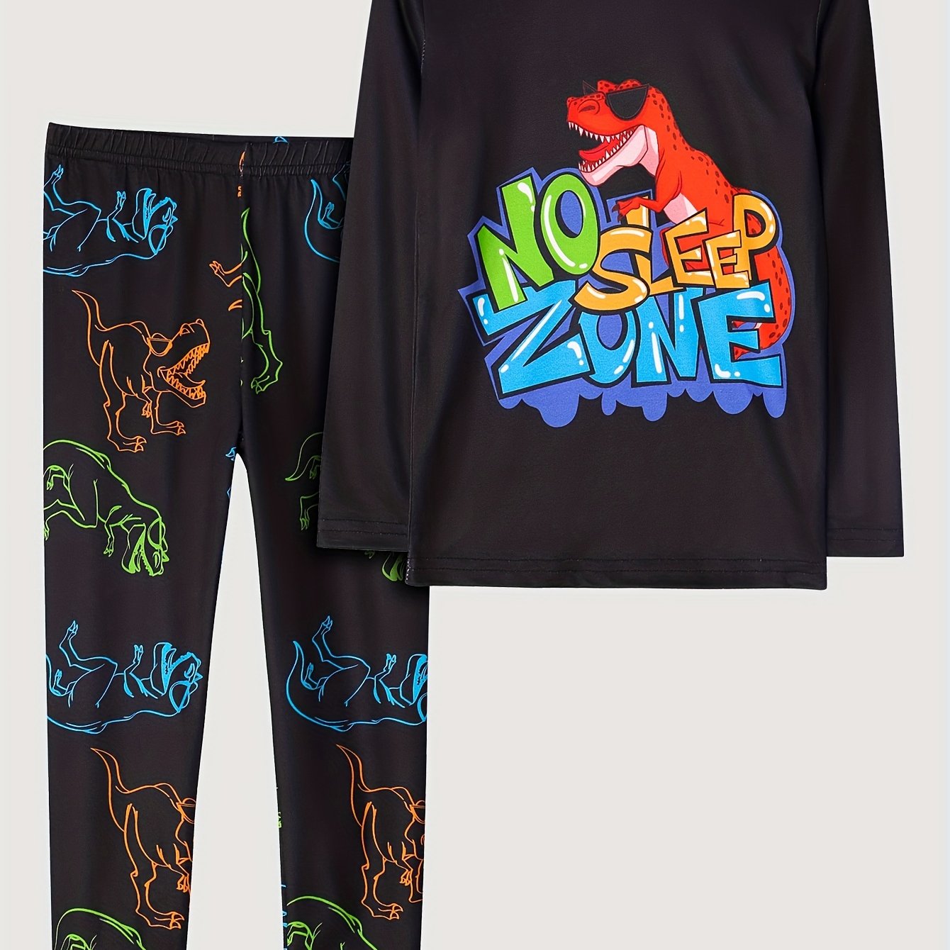 Boy's Dinosaur Pajama Set Long Sleeve Top & Pants