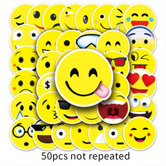50pcs Smiling Face Stickers Waterproof Luggage Graffiti Motorcycle Car