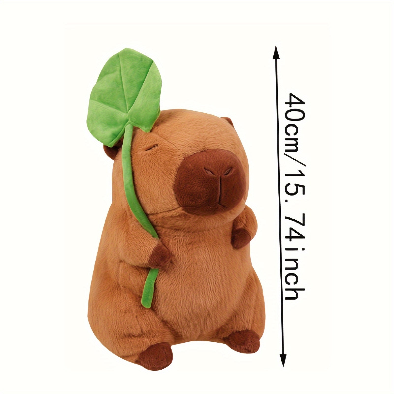 Capybara Plush Toy with Lotus Leaf Hat Stuffed Animal
