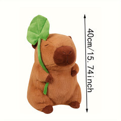 Capybara Plush Toy with Lotus Leaf Hat Stuffed Animal