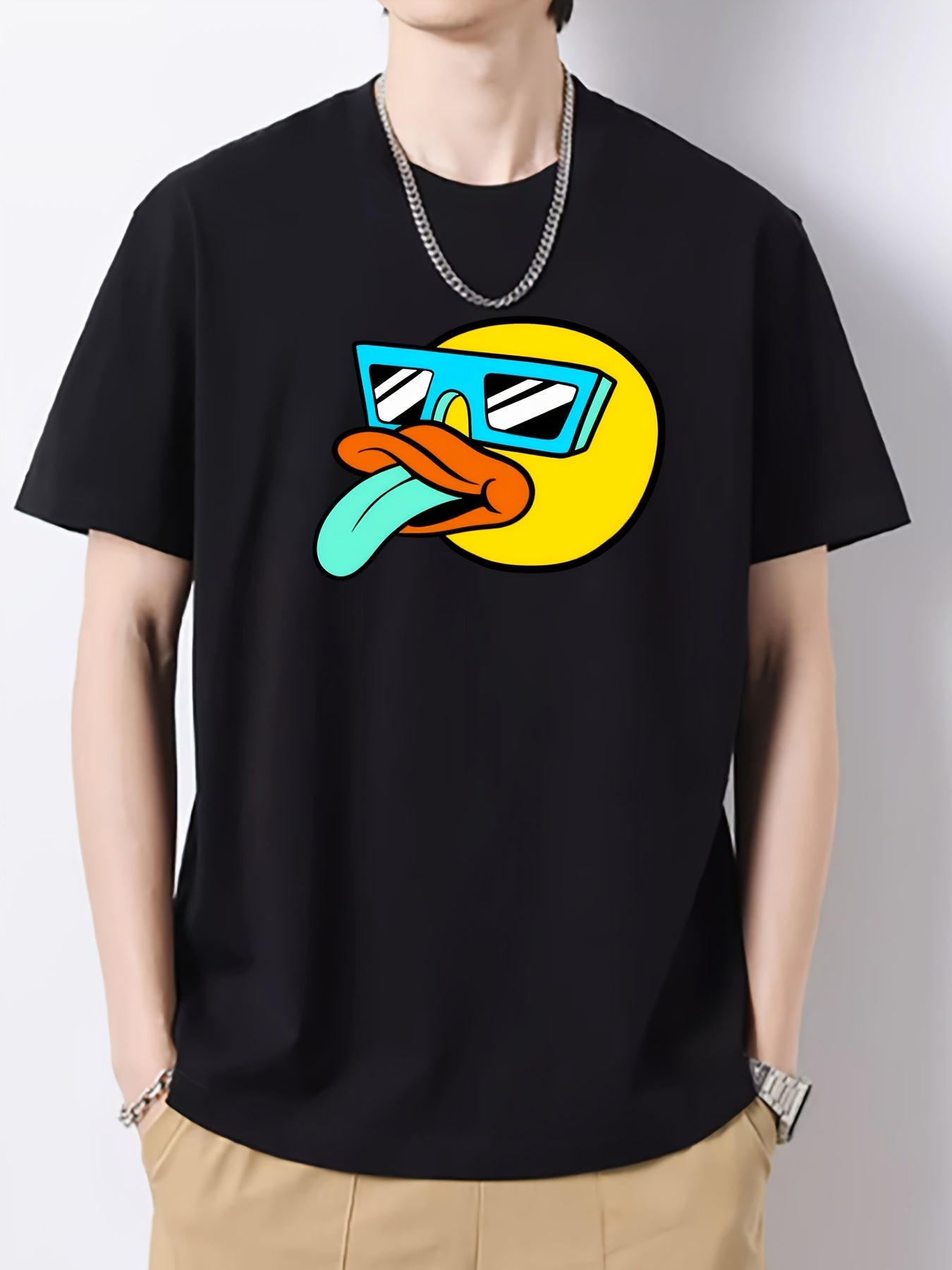 Men's Vintage Crew Neck T Shirt Dark Head Loose Casual Top