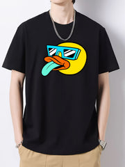 Men's Vintage Crew Neck T Shirt Dark Head Loose Casual Top