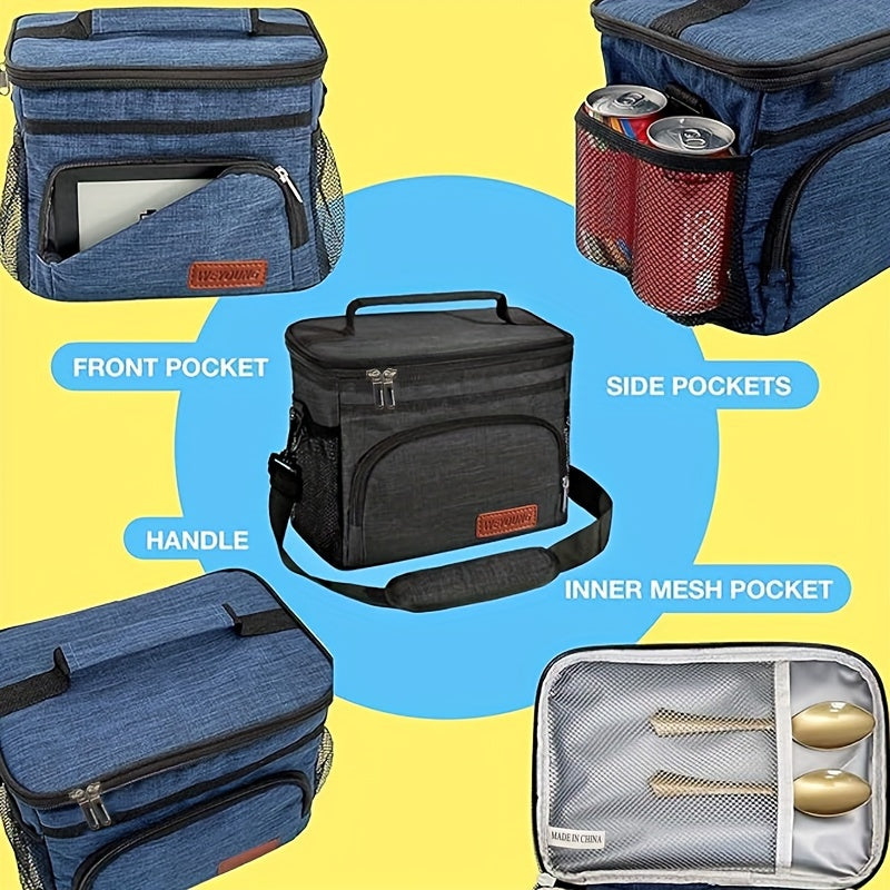 Insulated Lunch Bag Leakproof Cooler Tote Bag Adjustable Shoulder Strap
